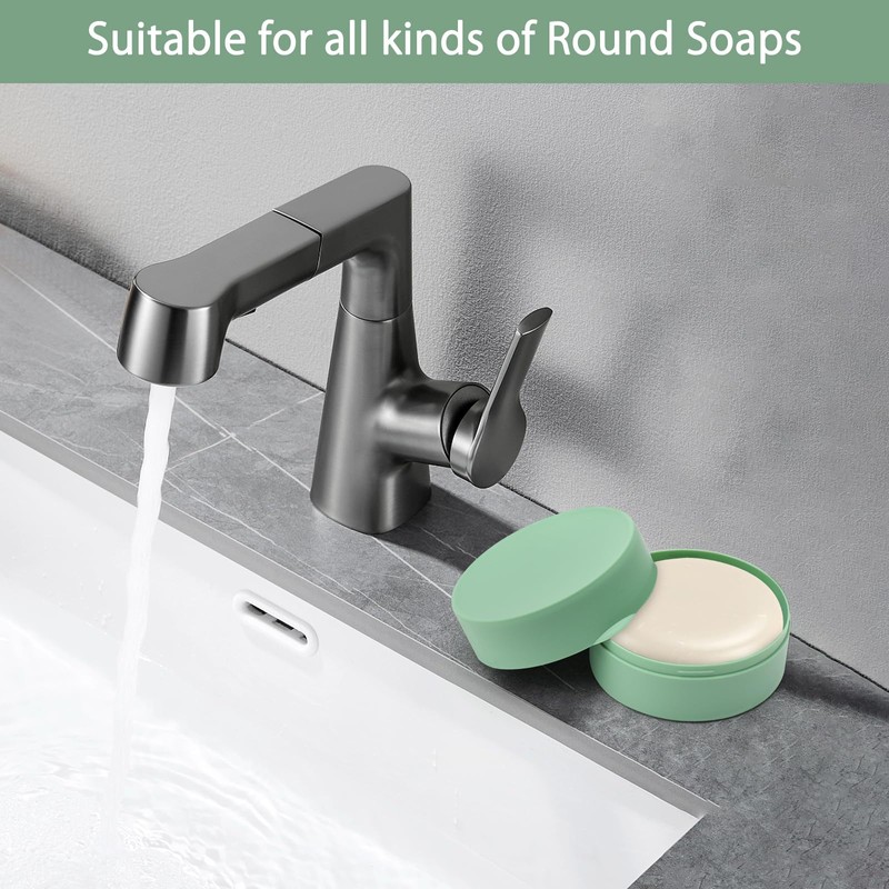 Pack of 2 Soap Box Round Plastic Soap Dish with