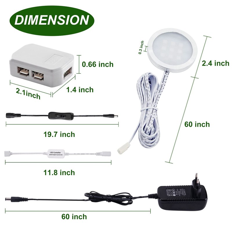 AIBOO RGB LED Cabinet Lighting Set of 4, 12 V