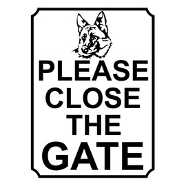 PLEASE CLOSE THE GATE GERMAN SHEPHERD DOG THEME METAL SIGN 200MM X 150MM (376H1)