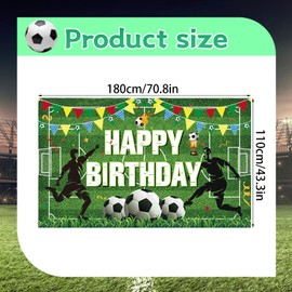 Football Birthday Decorations, 180x110cm Football Party Decorations, Foot ball Birthday Banners for Boys, Sports Theme Soccer Field Party Supplies