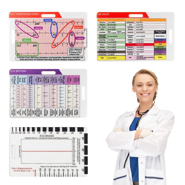 CMANLNYK 4 Pcs ECG/EKG Pocket Ruler Set - Dual-Sided ECG