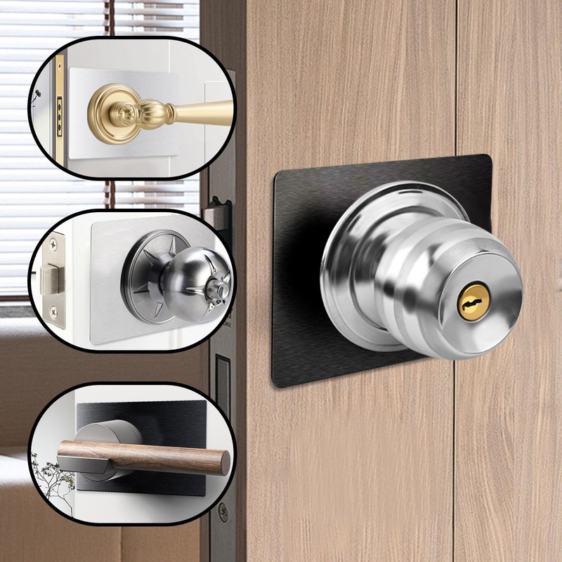 Bagentry 6 Pieces Rectangular Door Reinforcement Plate Stainless Steel, Handle