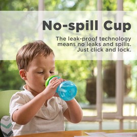 Nuby 3 vasos antiderrames de fácil agarre con pajita flexible, función de bloqueo Clik It Boy, 10 onzas