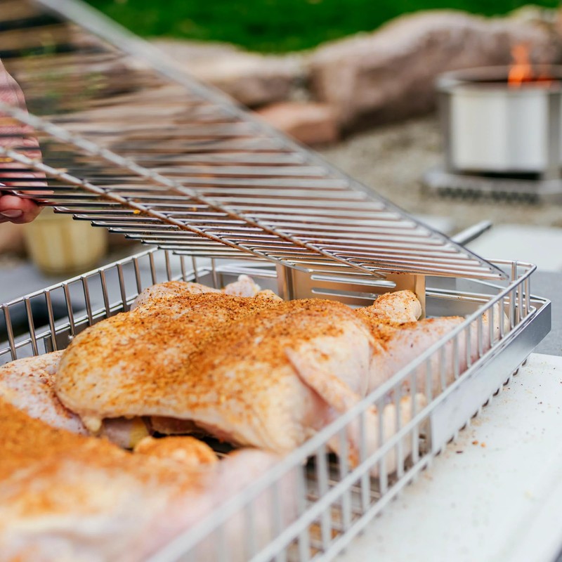 Breeo Rotisserie Flat Basket - Rotisserie Grill Accessory for Chicken,