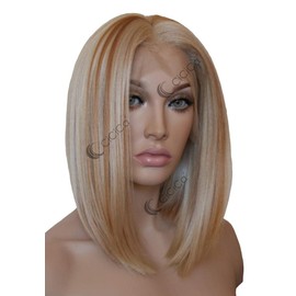 CiCiCa-“Felicity”, Lace Front Wigs, Soft Lace Wig, Medium Length Wig, Straight Wig, Bob Wig, Mixed Blonde Wig, Premium Synthetic Heat Resistant Hair Replacement Wigs for Women.