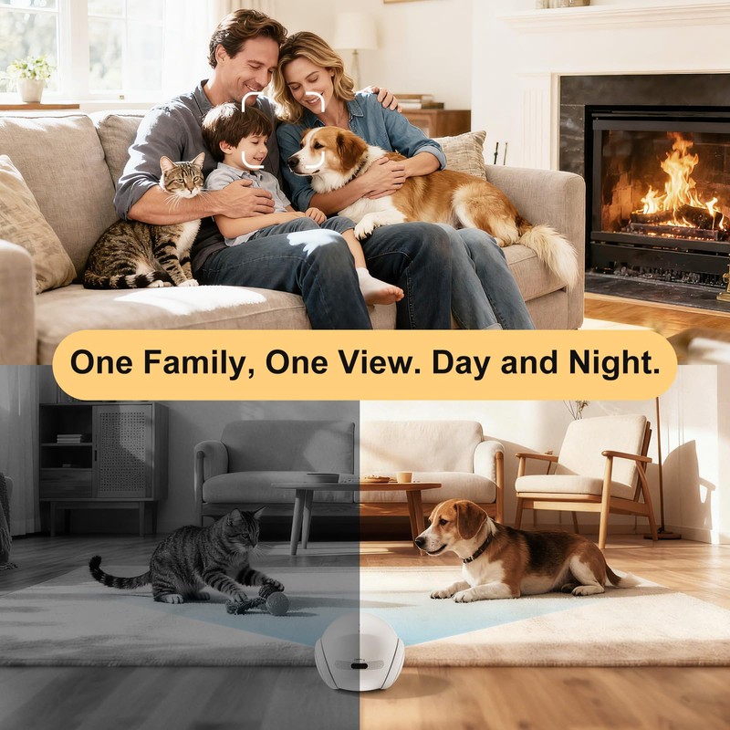 Movable Indoor Robot Camera, Family Bot Security for Cat/Dog/Pet/Elderly, Robot