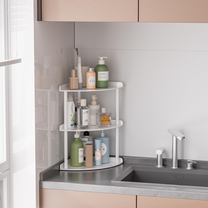Sezanrpt 3 Tier Acrylic Corner Shelf Organizer Storage 9.5x9.5x15.7 Inch,