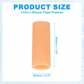 PATIKIL Gel Finger Cots 1.2"x1.18", 14 Pcs Silicone Finger Protector Support Finger Sleeve Cushions Thumb Protector Covers Finger Caps Gloves for Finger Cracking, Beige