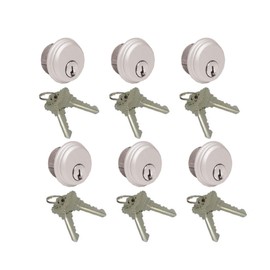 Pacific Doorware Storefront Door Mortise Lock Cylinders (Cylinder, Aluminum Silver, 6 Pack)