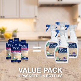 Bona Hardwood Floor Cleaner Concentrate, Lavender Thyme Scent, 1 fl oz, Pack of 4 (Makes 128 fl oz) - Residue-Free Floor Cleaning Concentrate Spray Mop and Spray Bottle Refill - For Wood Floors