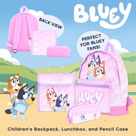 Bluey Rucksack-Set für Mädchen - 3-teiliges Schulranzen für Kinder und Kleinkinder mit Lunchbox und Federmäppchen