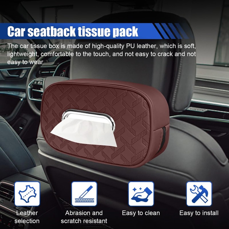 GAOLAOSY Large Car Tissue Holder for 300 Standard Tissues, PU