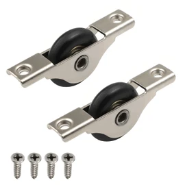 MroMax 2Pcs 29mm/1.14" Dia Screen Door Rollers Nylon Black Sliding Wheel Electroplating Sliding Wheel with Stainless Steel Shell for Garage Screen Door
