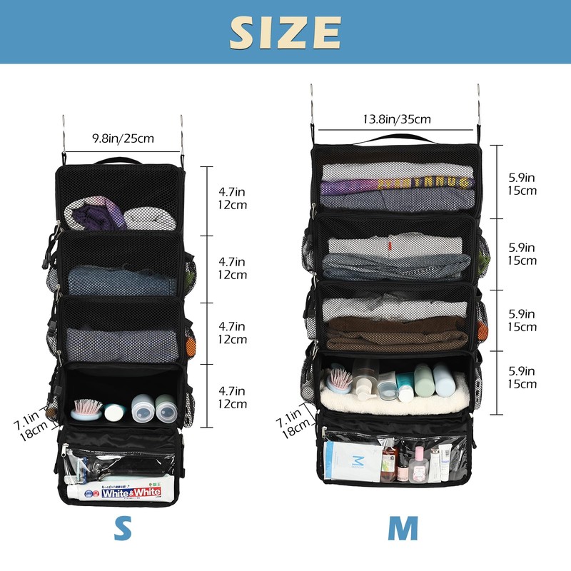 Surblue Travel Hanging Packing Cubes with 2 Hooks Hanging Shelves