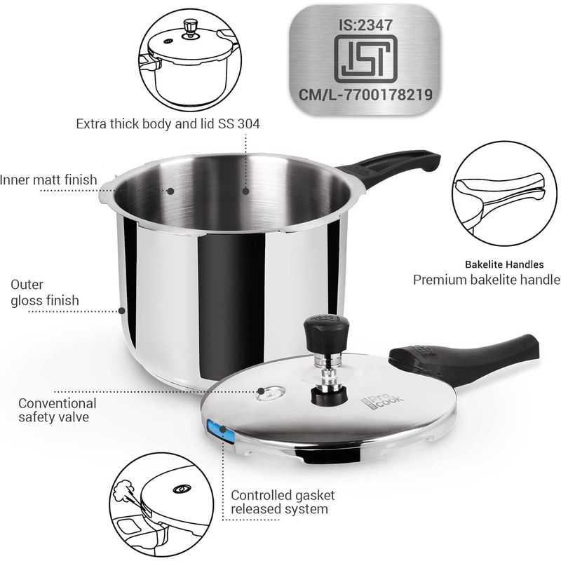 Milton Pro Cook 3 Litre Stainless Steel Pressure Cooker with