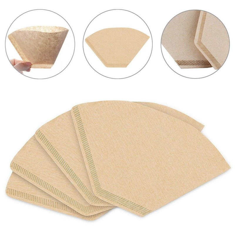 100Pcs Coffee Filter Paper Natural Unbleached Original Wooden Drip Paper