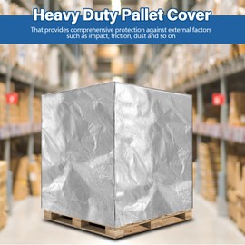 Wowangce 1 Pcs Silver 48" x 60" x 48" Heavy Duty Pallet Covers Outdoor PE Waterproof Pallet Cover Silver Tarp Waterproof for Construction Outdoor Storage