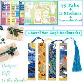 Bible Tabs with Metal Bookmark, Laminated Bible Tabs for Women Men, Christian Gifts, Large Print Bible Tabs for Easy Navigation, Bible Book Index Tabs Labels, Bible Study Supplies, Colorful