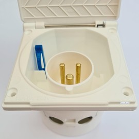 xsports Flush Fitting Mains Hook Up Inlet Socket Caravan Motorhome Camper - White 240V 16A White Mains Flush Fit Socket Caravan Camping Splashproof RV's