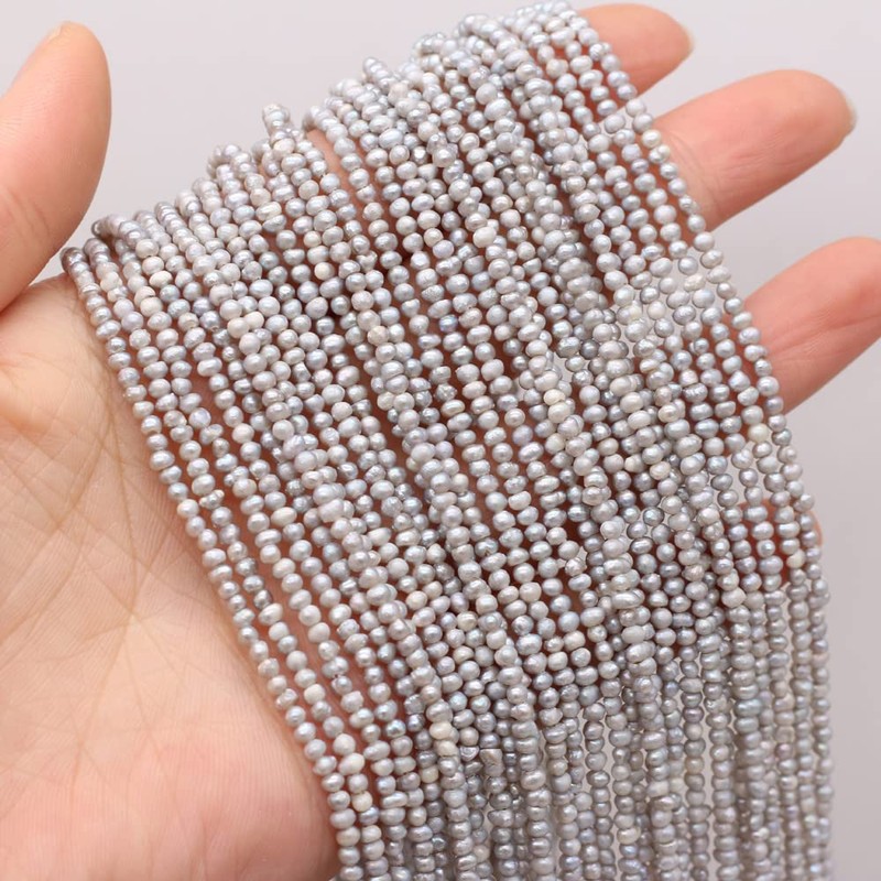 Natural Mini Pearl Beads Irregular Rice Shape Dyed Grey Freshwater