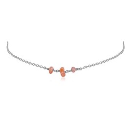 Sunstone Beaded Chain Choker in Stainless Steel