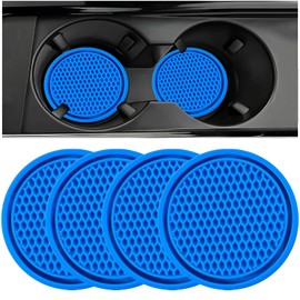 ZSDY Car Cup Coaster, 4PCS Universal Auto Non-Slip Cup Holder Embedded in Ornaments Silicone Coaster, Car Interior Accessories Sets, Blue