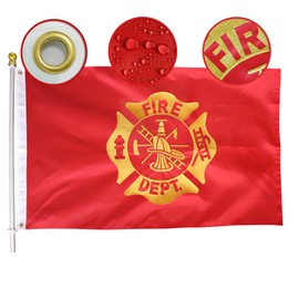 MIDLE Fire Department Flag 3x5 Ft Outdoor Large, Embroidered Firefighter logo|Quadruple Stitched Fly Ends| US Firefighter Service Sector Flags House Decoration Banner