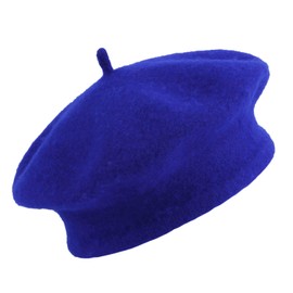 JK Home Girls Classic Vintage Wool Beret Hat - French Style Warm Solid Color Artist Beanie Cap, Autumn Winter Soft Kids Painter Hats One Size Royal Blue