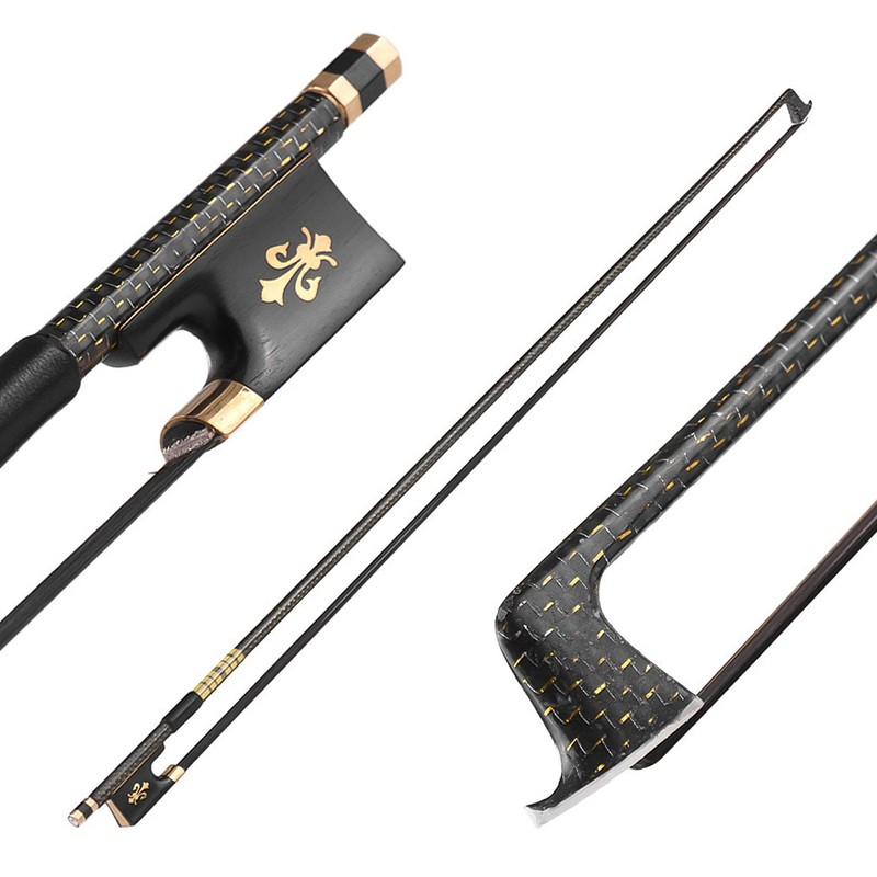 4/4 Violin Fiddle Bow Well Balanced Golden Braided Carbon Fiber