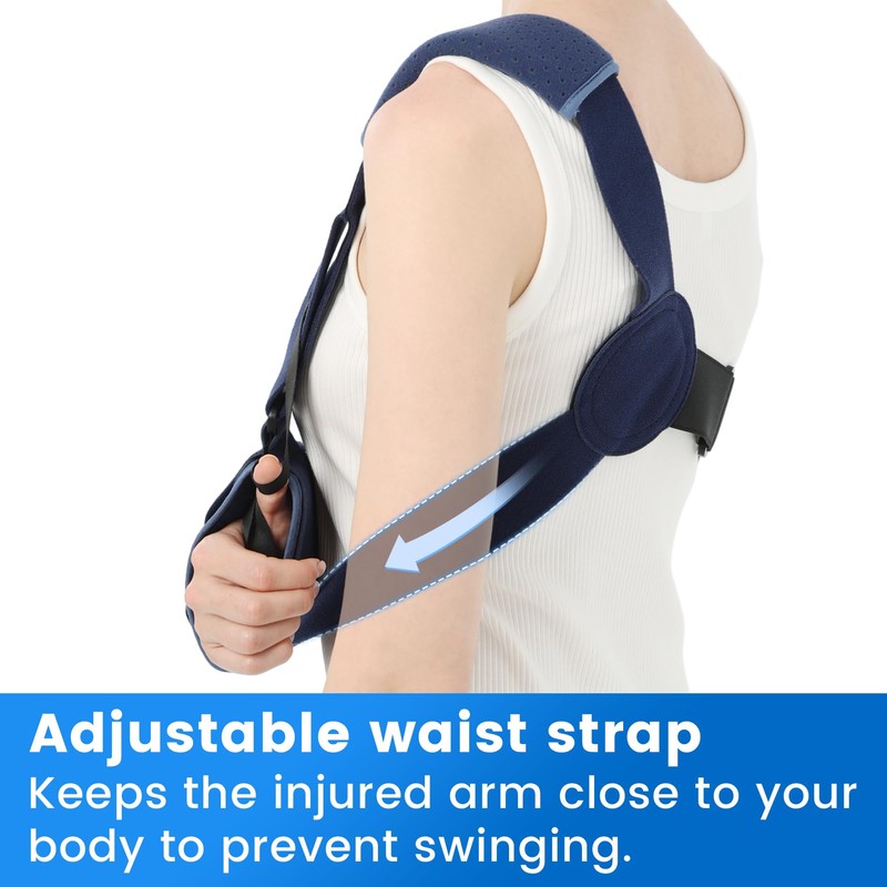Velpeau Arm Sling Shoulder Immobilizer with Waist Strap, Ventilated &