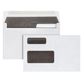 Quality Park Envelopes, 5-3/4 x 9 Inch Double Window Booklet, Security Tinted, 24 lb White Wove, Gummed Flap, 25 Pack - Ideal for Home or Office Mailing and Organizing - Envelopes