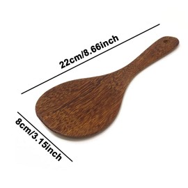 "Honbay 2PCS Wooden Rice Spoons Rice Paddles Rice Cooking Spatula Kitchen Cooking Spoons Serving Spoons Kitchen Utensils for Kitchen (Round Head, 8.7Inch)"