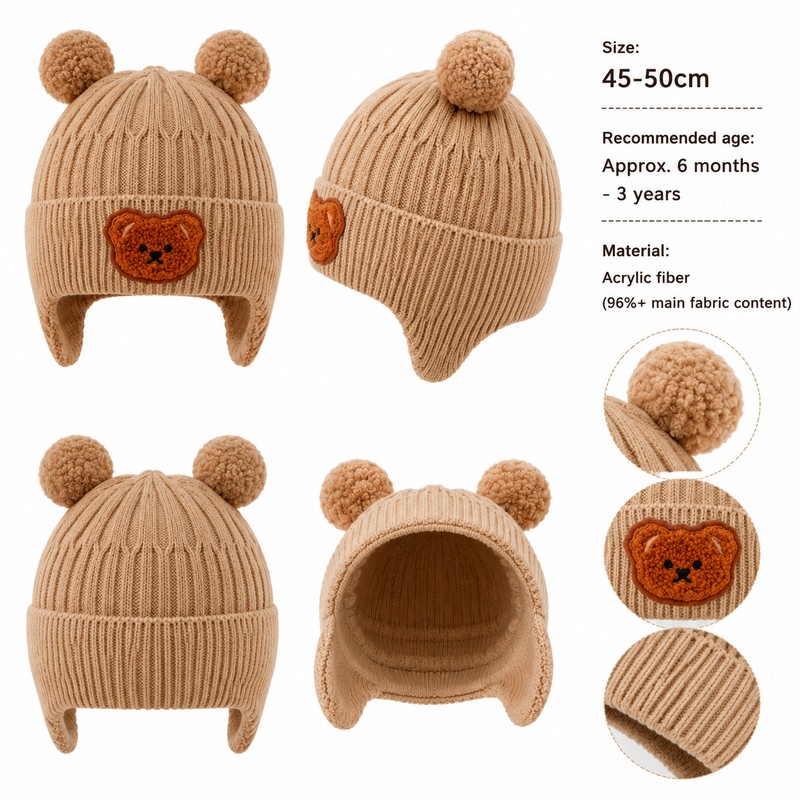 Baby Bear Ear Winter Hat for Kids – Soft Knitted