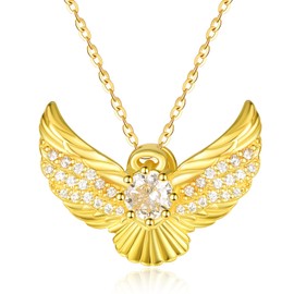 KINGWHYTE Guardian Angel Necklace 925 Sterling Silver Angel Wings Necklace Gold Angel Jewellery Gifts for Women Girls Daughter Friends