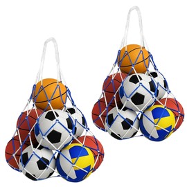 KxrTpx 2 Pack Ball Bags, Large Basketball Net Replacement, Portable Volleyball Net for Storage, Blue and White Football Bag for Balls, 110 Cm Ball Net for Sports Equipment