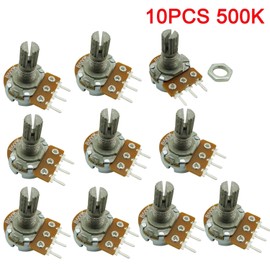 Aihasd B500K 500K Ohm Adjustment Single Linear Rotary Taper Potentiometer Shaft 15 mm Pack of 10