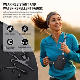 Peicees Mini Crossbody Sling Bag Chest Bag Dual Pocket Water Resistant Fanny Pack Running Phone Holder for Men Women Workout Travel, White