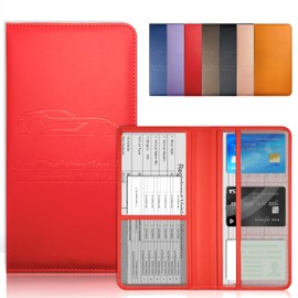 OBDMASTER Red Car Registration and Insurance Holder with Magnetic Closure for Glove Box Organizers Car Document Holder Car Document Organizer Car Glove Box Organizer