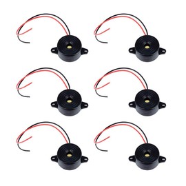 SJUNJIE 6 Pcs Piezo Electronic Buzzer 12V Tone Active Alarm Electronic Buzzer Alarm Sounder DC 3-24V with Wire Leads 110mm for Physics Circuits Continuous Sound