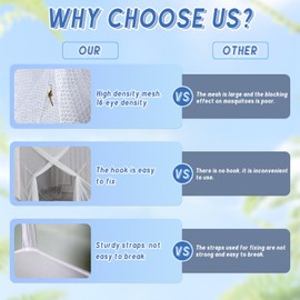 ACTOYS Mosquito Net, Mosquito Net Bed, Mosquito Net Bed XXL, Mosquito Net Travel Outdoor, Mosquito Net Double Bed, Single Bed, Bed Canopy Rectangular, Mosquito Net Bed, Canopy Bed Curtains 2.2 x 2 x 2