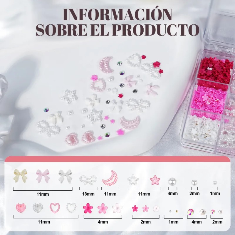 Decoracion De Uñas Acrílica 3d Lazo Flores Uñas Arte Diy