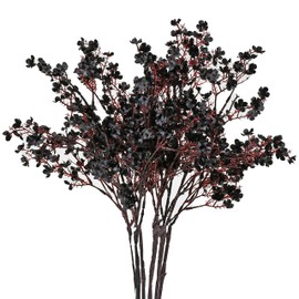 Mandy's 6 Bundles Black Silk Babys Breath Artificial Fall Fake Flowers Gypsophila Bouquet 18.7" for Mother's Day Easter Home Kitchen Wedding Party Decorations Christmas Centerpiece (Vase not Include)