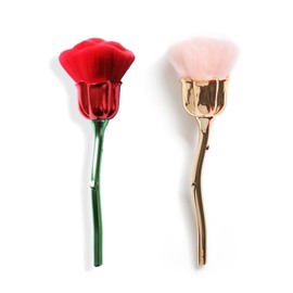 WOKOTO 2pcs Red And Gold Rose Shape Nail Dust Brushes Make Up Brush Set Nail Art Powder Remover Brushes Soft Foundation Brush Cleaning Dust Cleaner Brush For Nail Trimming Cleaning Tools For Nails