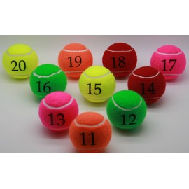 Price's Number Tennis Balls Pack 1 Mix Colours 11-20 Made in the UK
