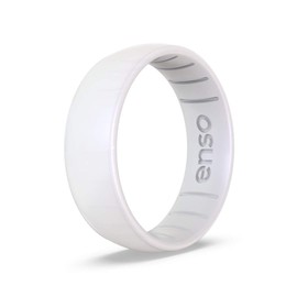 Enso Rings Classic Birthstone Silicone Ring – Unisex Wedding Engagement Band – Comfortable Breathable Band – 6.6mm Wide, 1.75mm Thick (Opal, 11)