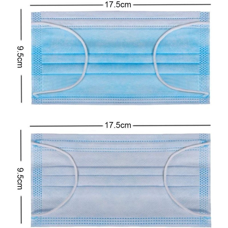 MODENNA 5 Pack Modenna 3-PLY Disposable Blue 50/Box ( 250Pcs)