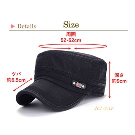 POSITIVE Work Cap, Men's Cap, Unisex, Adjustable Size, 20.5 - 24.4 inches (52 - 62 cm), Black, Free size