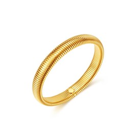 Gold Bangle Bracelet for Women Chunky Stretch Bracelet Chunky Gold Bangles Set Stainless Steel Wide Chain Bracelet Trendy Jewelry Gifts (1 pcs)