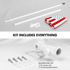 G128 Combo Pack: 6 Ft Aluminum Spinning Flagpole (White) & Civil Peace USA Flag 3x5 Ft, LiteWeave Pro Series Printed 150D Polyester | Pole with Flag Included