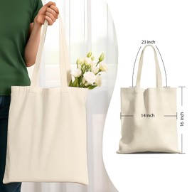 MOLOVA 2 Pack Available Premium Canvas Reusable Tote Gift Bags, Made of Natural Canvas with Handle, Work, DIY, Shopping